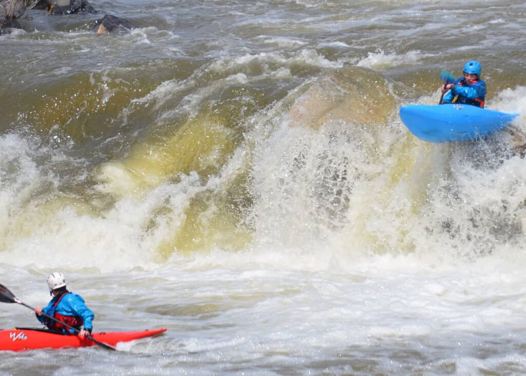Unknown paddlers launch through Grace Falls, pic by Kyle Johnson